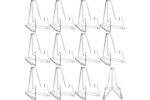 Boao 12 Packs Thicked Card Display Stand 2.24" Small Easel Stands Acrylic Picture Holder Stands Mini Coin Display Easel Baseball Sports Trading Graded Card Holder for Challenge Coin Photo PSA(Clear)