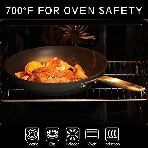 MsMk 8 inch Nonstick Frying pan with Lid Small, Egg Burnt also Non