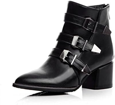 Always Pretty Women's Oversize High Heel Point Toe Ankle High Martin Boots Black 7 B(M) US