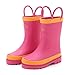 Outee Toddler Little Kids Girls Rubber Rain Boots Waterproof Shoes Pink with Easy-On Handles(Pink/Blue/Black/Yellow/Purple)