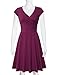 Laksmi Elegant Dresses, Womens Casual Dress A Line Cap Sleeve V Neck Large, Magenta