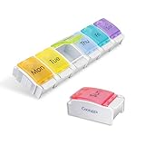 Coongga Weekly Pill Organizer Large 7 Day Pill Box Case with Removable Compartments and Easy Push Button Design for Vitamin,Pills,Fish Oil,Supplements