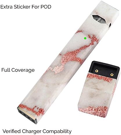 Vensens JUUL Skin Wrap Sticker Decal Marble Red for JUUL Wraps Vape 1Pack+1Pack Juul Charger Full Reusable 3M Protective Sticker Cover (JUUL and charger not included,Skin only)