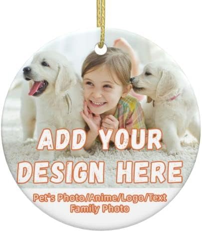 Photographs - Personalized Photo Christmas Ornaments, Upload Any Photo-Text-Custom Round Ornaments, Couples, Home Decor Gifts