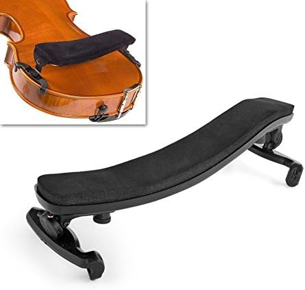 Avotree Violin Shoulder Rest Pad Support 3/4 4/4 Size Height and Angle Fully Adjustable Musical Instrument Accessory in Black Nylon Plastic Fit for Adult Beginner Player