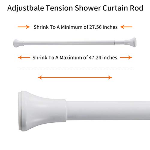 Cobbe Shower Curtain Rod,Shower Tension Curtain Rod Adjustable Spring Tension Curtain Rods for Windows,Bathroom, Closet, Doorway, 27 to 47 Inches