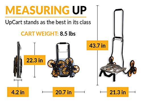 UpCart Versa Trolley | Lightweight, Folding Stair Climbing Hand Cart | 77lb Weight Capacity Up & Down Stairs