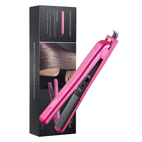 Kealive Flat Iron, Ceramic Hair Straightener, 180-450°F Adjustable Temperature, Make Hair Straight or Curly, Heats Up Fast, Worldwide Universal Voltage, Hot Pink