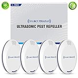Ultrasonic Pest Repeller (4 Pack), Electronic- Plug in, Reject Insect, Rodent, Mosquito, Cockroach, Spider, Rat, Ant, Mice, Mouse, Bed Bugs Control Defender, Safe for Kids & Pets