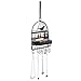 Black Metal Bird Cage Design Hanging Jewelry Rack w/ Cosmetics Tray, 2 Earring Organizer Bars & 7 Hooks