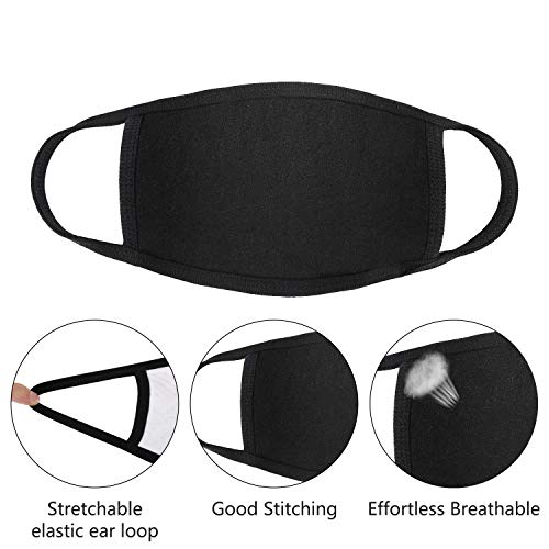 Cotton Mouth Mask Anti Dust Mouth Mask,Unisex Black Face Mask Reusable Fashion Mask Anime Face Mask Washable Mask Reusable Mask for Cycling Camping Travel for Adults Men Women