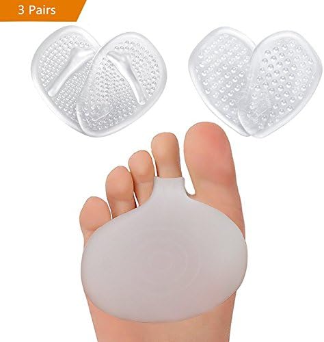 3 Pairs Massage Forefoot Pain Relief Foot Pad (Self-Sticking &amp; Re-Usable) – Metatarsal Ball of Foot pads