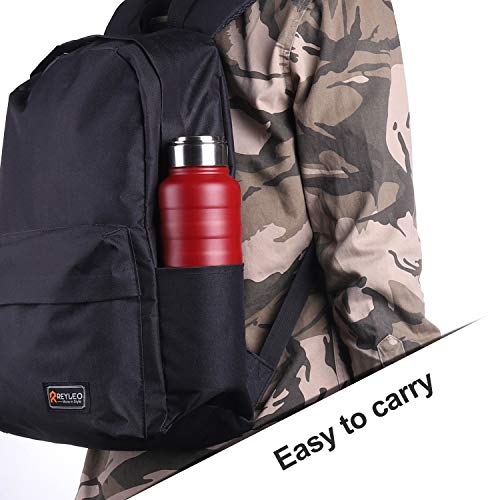REYLEO Vacuum Insulated Water Bottle with Straw Lid- 24 Oz, Red, 2 Lids, 18/8 Stainless Steel Metal Sport Water Bottle, Keep Cold 24 Hours & Hot 8 Hours, Standard Mouth with Straw Lid