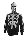 Full-Zip Up Glow in the Dark Black Skeleton Sweatshirt Hoodie Costume
