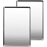 Commercial Quality Baking Sheet Pan Set, Natural Stainless Steel Cookie Sheet, Warp Resistant Nonstick Baker's Half Sheet Pan, Large Thick Cookie Tray Pans for Baking, Roasting(2 Pack, 20X14Inch)