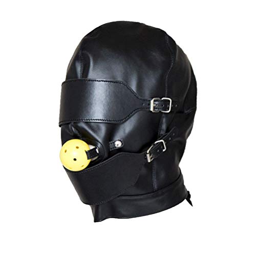 FUNZZY Soft PU Bondage Mask S+M Fetish Headgear Six Toys for Aduits Lovrs CP (Black)