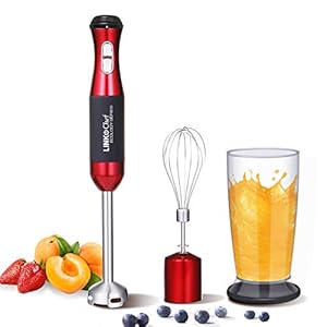Hand-Blender-LINKChef-2-in-1-Hand-Blender-500W-800ml-Beaker-Stainless-Steel-WhiskStirred-Bar-RedBlack Hand Blender LINKChef 2 in 1 Hand Blender 500W, 800ml Beaker, Stainless Steel Whisk&Stirred Bar, Red&Black