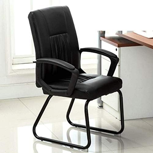 Afanyu Afanyu High-Loading Conference Chair, Comfortable Imitation Leather Office Chair, Ergonomic Fixed Armrest, Suitable for Study/Conference Room/Business Hall (Black)
