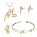 iLH Deals 4 Pcs Jewelry Sets Women Personality Rhinestone Necklace Bracelet Ring Earrings Jewelry Set Romantic Gift by ZYooh (A)