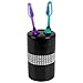 Crystal-Trimmed 4-Piece Ceramic Bathroom Set (Black), Chic Design Bathroom Accessory Set Bath Accessories For Bathroom Includes Soap Dish, Tumbler, Toothbrush Holder, and Lotion Dispenser
