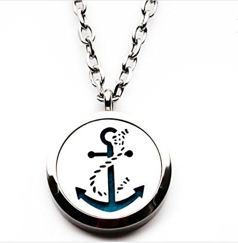 The Soul Vacation 'Anchor' Essential Oil Diffuser Necklace Aromatherapy Pendant, Jewelry Bag, and Extra Pads
