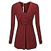 Simier Fariry Women Tops Long Sleeve Bottom Shirt Pleated Blouses For Ladies Red L