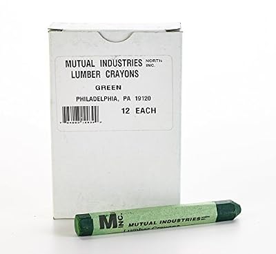 Mutual Industries 16100-39 Lumber Marking Crayons, Water Resistant, 4 1/2" x 1/2", Green (Pack of 12)