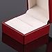 Feiuruhf Luxury Solid Cherry Polish with LED Light Single Engagement Jewelry Ring Box NEW