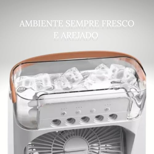 Mini Climatizador e Umidificador Portátil USB 3 em 1 | Ventilador de Mesa Pessoal Silencioso com Luz Noturna LED para Casa, Escritório e Viagem