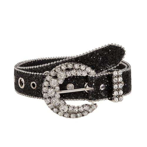 Women-Glitter-Rhinestone-Western-Leather-Belt Cowboy-Cowgirl  display picture 2