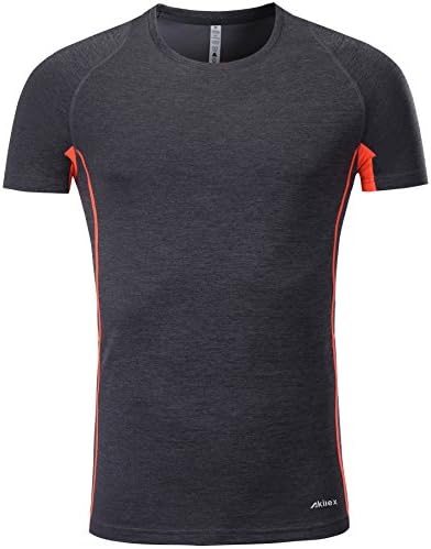 Akilex Men's Polyester Dry Fit Moisture Wicking Short-Sleeve Athletic T-Shirts (3009 Grey, 2XL (Chest 44-44.5 Inch）)