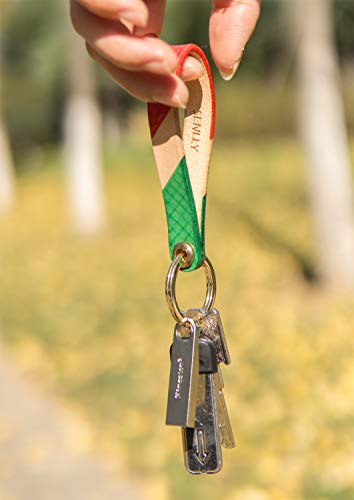 SENLLY Hand-Painted Lanyard Genuine Leather Handmade Man Woman Key Chain Holder With Brass Ring Durable Wristlet Strap for KeyChain, Car keys, Cell Mobile Phone, Charms, Lightweight Items