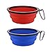 Large Collapsible Dog Bowls, 34oz Travel Water Food Bowls Portable Foldable Collapse Dishes with Carabiner Clip, 2 Pack (Blue + Red)