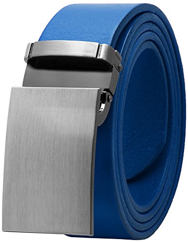 Falari Men's Dress Belt Jeans Belt Genuine Leather 9026-BLUE-XL44