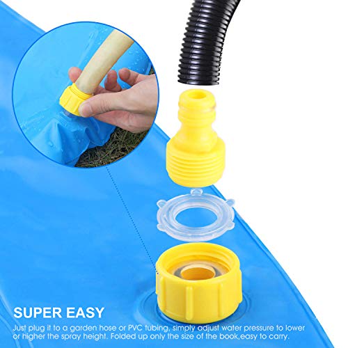 AMASKY Splash Pad- 68 inches Splash Mat, Outdoor Water Play Sprinklers Summer Toys Fun for Infants Toddlers and Kids in Backyard Playing (Blue)