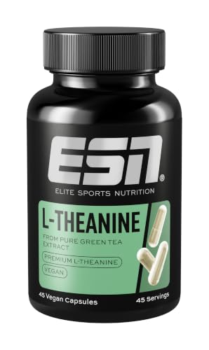 L-teanina, 45 cápsulas, 100 mg de L-teanina por dosis, relajación mental y concentración, vegano, fabricado en Alemania