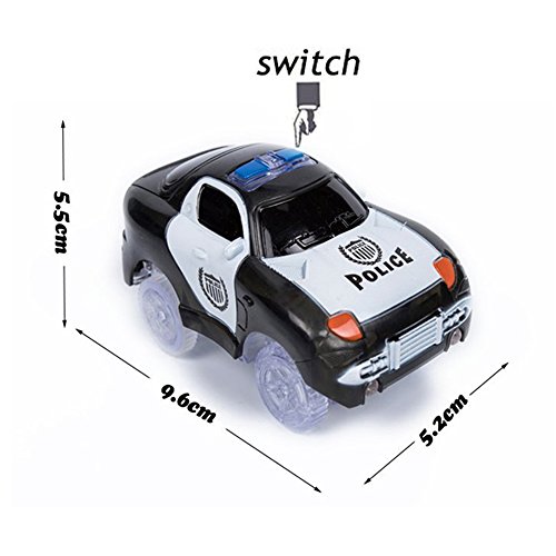 4 Pack Replacement Track Cars Light Up Toy Cars, 5 LED Flashing Lights Compatible with Most Tracks - Thumbnail 3