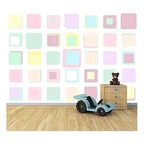 Bright Candy Color Squares - Large Wall Mural, Removable Peel and Stick Wallpaper, Home Decor - 66x96 inches