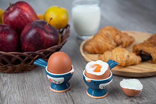 WD- 2 Pcs Cute Bird Shape ceramic egg cups for soft boiled eggs (Egg holder) - for Breakfast Brunch Soft Boiled Egg Holder Container Stand Set kitchenware,home decoration or even a gift Grayish blue - Thumbnail 5