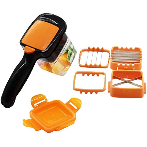 Vegetables Cutter, 5 In 1 Fruits Cutter Chopper Slicer Column Egg Cutter Crusher Perfect for Kitchen Cooking Xmas New Year Dinner Party (Orange)