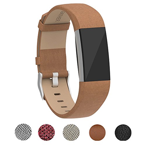 For Fitbit Charge Band With Metal Clasp, Premium Soft Genuine Leather  Wristband Strap Replacement Watch Band for Fitbit Charge Smart Fitness