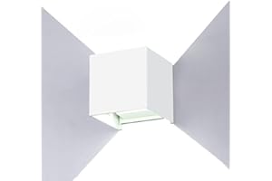 BIRITALO Up and Down Outdoor Wall Lights Adjustable Anti-Rust Patio Lights Hardwired,20W White Square Mount Fixture Modern Wall Sconce Waterproof Exterior Porch Lights