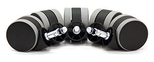 Office Chair Casters Wheels for Hardwood - Heavy Duty Replacement Parts, Protector for Laminate, Desk Floor Mats and Carpet. (Set of 5) Black & gray