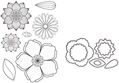Nankod The Flowers DIY Cutting Dies Stencil + Clear Rubber Stamps for Scrapbooking Embossing Paper Card Decor (Cutting Dies + Clear Stamp Seal)