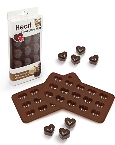Sorbus Heart Shaped Silicone Mold for Chocolate, Jelly and Candy - 15-piece Per Mold (Set of 2)