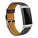 bayite Leather Bands Compatible Fitbit Charge 3 & Charge 3 SE, Genuine Leather Band Replacement Accessories Strap Charge3 Women, Black