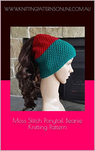 Moss stitch ponytail beanie knitting pattern - Hailey
