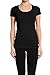 Short Sleeve Scoop Neck Tee T Shirt Cotton Top (Small, Black)