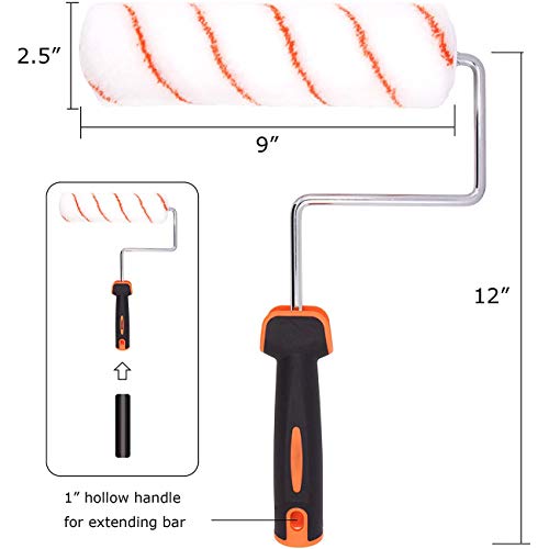 Paint Roller Kit with Covers, 9Inch Wall Paint Roller Brush Painting