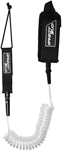 Great SUP 10' Coiled SUP Leash - Double Stainless Steel Swivels and Triple Rail Saver